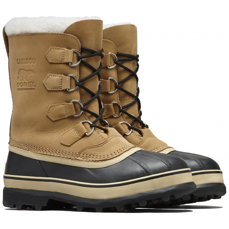 Sorel Caribou Winter Boots (Nubuck Leather, Waterproof) Light Brown Men's